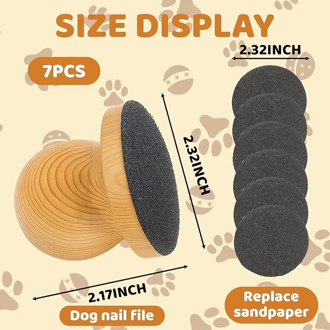 7PCS Dog Nail File, Nail File for Dogs, Dog Scratch Pad for Nails with 6 Replaceable Discs for Gentle and Effective Claw Care, Grooming Tool for Dogs and Cats