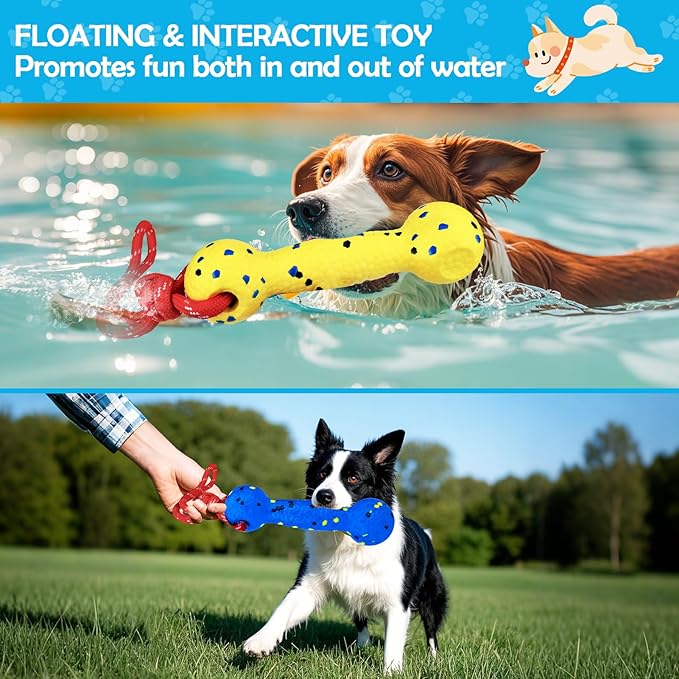 BABORUI Floating Dog Pool Toy – Durable E-TPU Dog Water Toy for Fetch & Chew, Bright Floating Dogs Toys for Pool, Beach & Outdoor Play – Dogs Beach Essentials (Yellow & Blue Stick)
