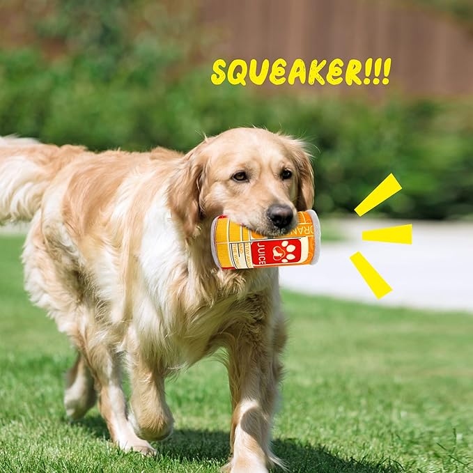 Squeaky Plush Dog Toys 2 Pack - Funny Beer Puppy Toys with Squeaker for Small Medium Large Dogs, Soft Stuffed Chew Toys for Birthday Gifts(Grey&Orange)