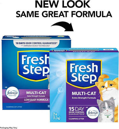 Fresh Step Multi-Cat Litter, Scented with Febreze, 25 Lb