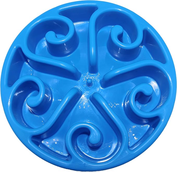 Slow Feeder Dog Bowl,Interactive Pet Food Dish,Anti Choking Slow Eating,Bloat Stop Puppy Swirl Puzzle for Healthy Diet Eating Habit (1 Pack, Blue)