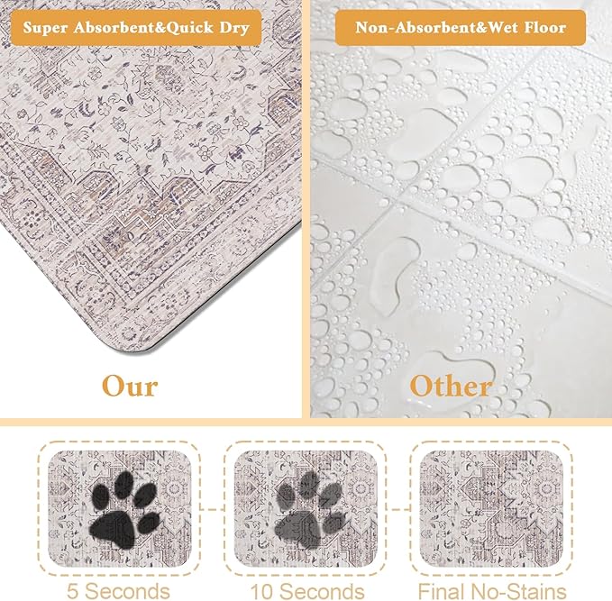 Dog Food Mat for Floors Waterproof Quick Dry Pet Placemat Cat Feeding Bowls Mats for Food and Water, Eco-Friendly Dog Accessories Diatomite Pets Supplies 12" X 20"