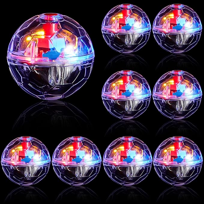 Jecery 9 Pcs Light Up Cat Balls Ghost Hunting LED Motion Activated Cat Toy Interactive Lighted Ball Pet Glowing Mini Running Exercise Toys for Kitten Dog Pet Animals Activity(Transparent)