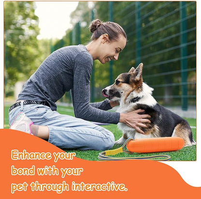 2 Pcs Dog Pool Float Toy with Throw Rope 9.8 x 1.6 Inches Dog Bumpers for Water Retrieving Puppy Training Chew Toys for Hunting Training Pool Outdoor (Yellow, Orange)