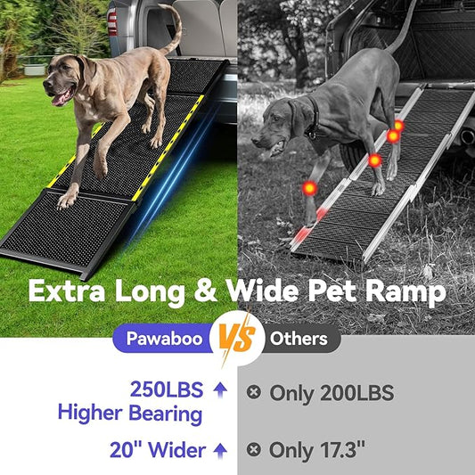 67''L & 20''W Dog Ramp for Car - Portable Extra Wide Pet Ramp for Medium & Large Dogs with Non-Slip Rug Surface, Dog Steps Stair for Car SUV/Truck/RV/High Bed, Up to 200LBS, Black