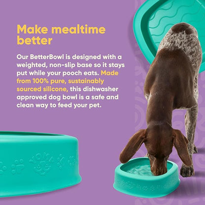 Yomp BetterBowl Silicone Dog Bowl – Weighted Dog Bowl, Spill-Proof, Non-Slip, Pet-Safe, Non-Toxic, Textured, Dishwasher Safe Water Feeder for Dogs and Puppies