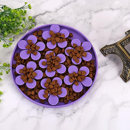 Slow Feeder,Cat Help Slow Down Eating Speed Cut Flower Silicone Rubber Cute Slow Feeder for Puppy/Cat/Dog