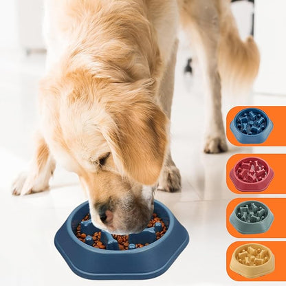 2 PCS Slow Feeder Dog Food Bowl – Bowl Designed to Slow Eating, Promotes Healthy Digestion and Prevents Bloat, Ideal for Cats and Dogs (SkyBlue - Green)