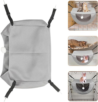 Toyvian Breathable Mesh Cat Hammock Bed Hanging Pet Cat Sleeping Nest Small Gray for Summer Cage Kitten Rest
