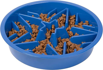 Leash Boss Slow Feeder Dog Bowl (2 Cup) - Puzzle Dog Food Bowl with Feeder Holes, Fits Elevated Pet Feeders, Slow Eating for Large, Medium & Small Sized Breeds - Blue