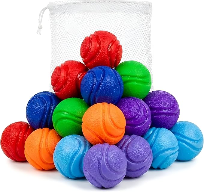 SuperFetch Dog Balls 1.5 Inch No Squeak Toy for Small Dogs Teething Toys for Puppies Rubber Balls for Fetch, Training, Boredom and Solo Play - 12 Pack