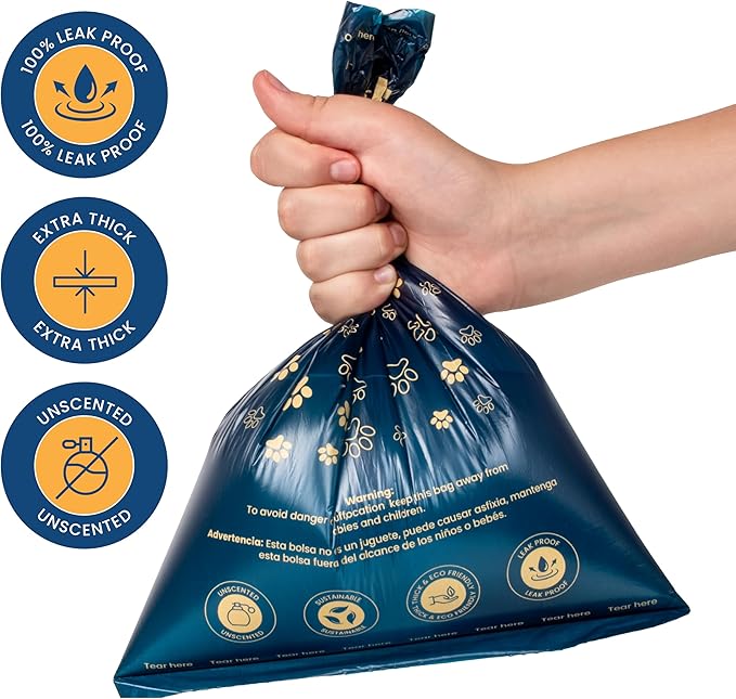 LOVING Paws Premium Dog Waste Bags – 350 Extra-Thick, Leak-Proof & Durable Poop Bags with Dispenser & Leash Clip – Unscented, Easy-Tear, Heavy-Duty Pet Waste Bags for All Dog Sizes