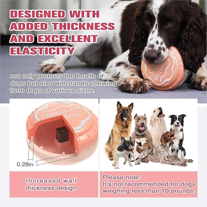 Large Size Cake Squeaky Dog Toy for Medium/Large Dogs Breed Aggressive Chewers Durable Bouncy Pink Squeak Toys