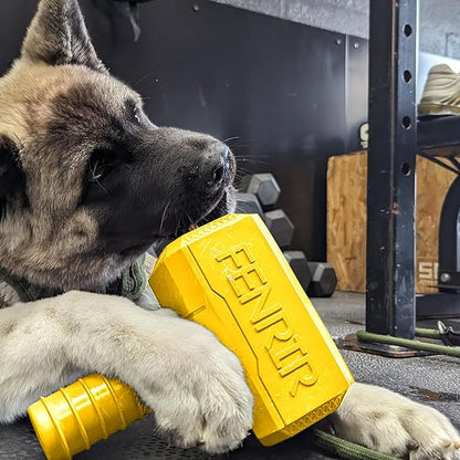 Fenrir Hammer Dog Chew Toy Strong Rubber Stuffable Enrichment Toy for Chewers (Yellow, Medium)