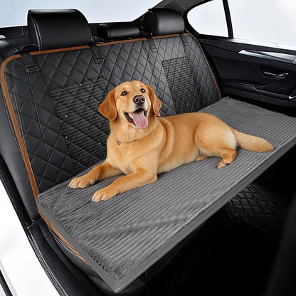 Dog Bed Mat for Car Backseat, Non-Slip Waterproof Car Seat Mat for Dogs & Pets with 2-Inch Thick Foam & Easy Clean Dog Pad Cover Suitable for Travel, Camp, Home (23.5x51in, Grey)
