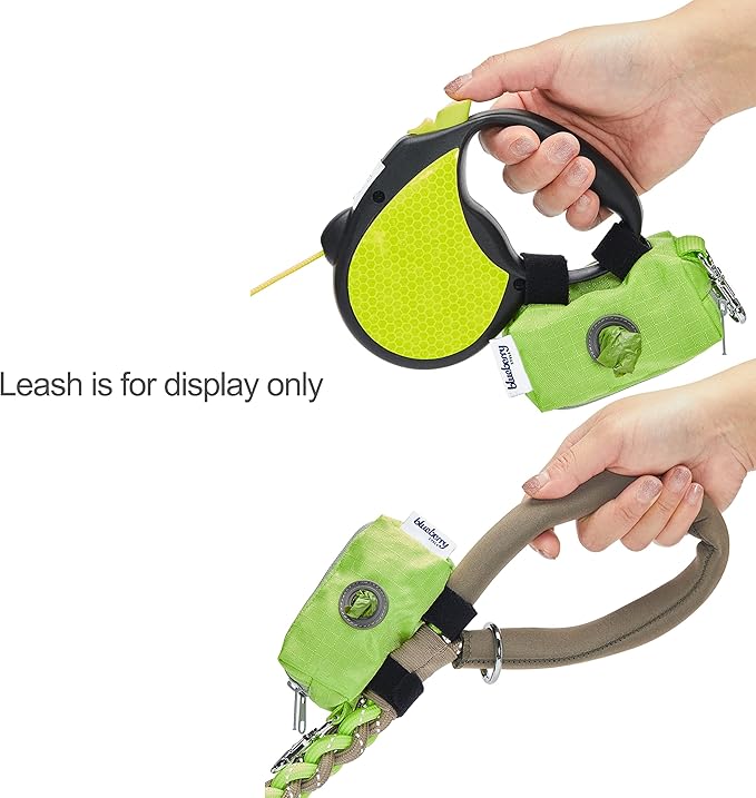 Blueberry Pet Neon dog waste bags Dog Poop Bags Rolls Dispenser for Dog Leash, 2 Auto Locking Zipper Dog Poop Bags Holder, Durable Polyester, Includes Free Roll, Ideal for Pet Parents & Walkers