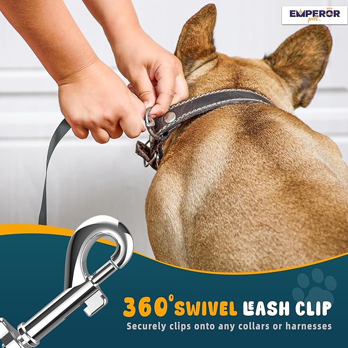 Emperor Pets 26 ft Retractable Dog Leash Black - Heavy Duty Retractable Pet Leash with Anti-Slip Grip for Medium to Large Dogs up to 110 lbs -Aura BB26