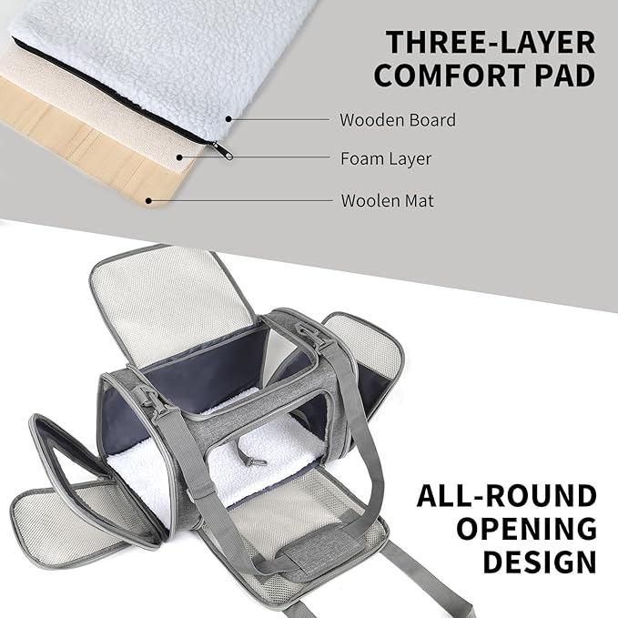 Carriers Soft-Sided Large Pet Carrier for Cats Dogs Small Animals Up to 35Lbs,Top Load Carrier,Ventilated Design,Portable Cat Carrier Airline Approved(X-Large, Grey)