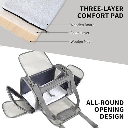 Carriers Soft-Sided Large Pet Carrier for Cats Dogs Small Animals Up to 35Lbs,Top Load Carrier,Ventilated Design,Portable Cat Carrier Airline Approved(X-Large, Grey)