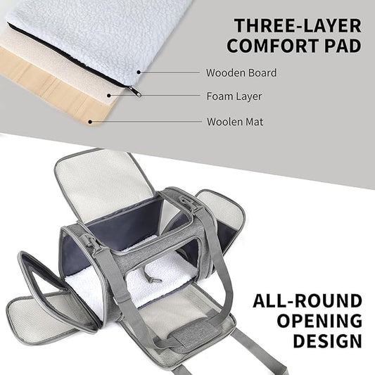 Carriers Soft-Sided Large Pet Carrier for Cats Dogs Small Animals Up to 35Lbs,Top Load Carrier,Ventilated Design,Portable Cat Carrier Airline Approved(X-Large, Grey)