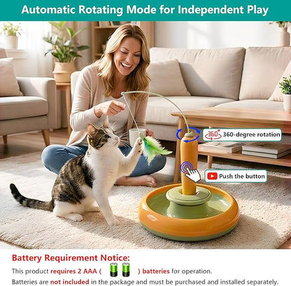 Detachable Interactive Cat Toy | Handheld Teaser Wand/Floor Play Dual-Use, Indoor Cat Toy