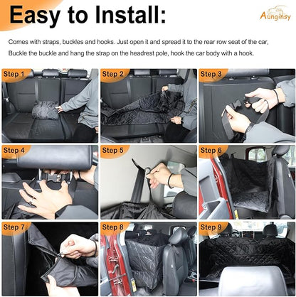 Aunginsy Dog Car Seat Cover for Pets Compatible with Toyota FJ Cruiser 2007-2021 Accessories, Backseat Pet Cover Protector, Second-Row Seat Waterproof Scratch Proof Nonslip Dog Hammock with Side Flap