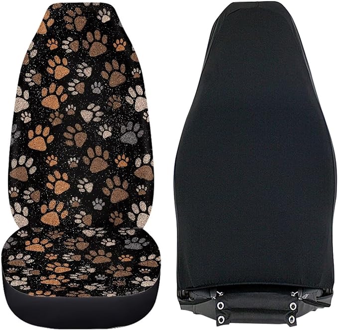 Dreaweet Dog Paw Print Seat Covers for Cars SUV 2 Piece Cute Car Accessories for Pet Lover Washable Front Car Seat Cover Universal Fit SUV Sedan Trucks