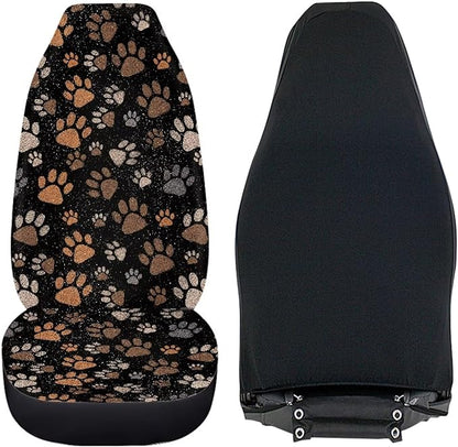 Dreaweet Dog Paw Print Seat Covers for Cars SUV 2 Piece Cute Car Accessories for Pet Lover Washable Front Car Seat Cover Universal Fit SUV Sedan Trucks