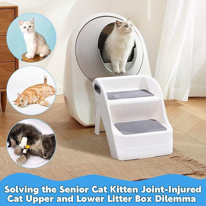 BALAPET Cat Ramp for Litter Box Litter Box Ramp Custom Fit for Automatic Cat Litter Box,with Non-Slip Rubber Feet, Cat Steps Suitable for Small & Elderly Cats