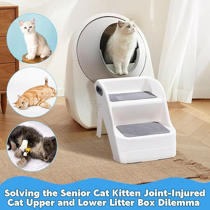 BALAPET Cat Ramp for Litter Box Litter Box Ramp Custom Fit for Automatic Cat Litter Box,with Non-Slip Rubber Feet, Cat Steps Suitable for Small & Elderly Cats