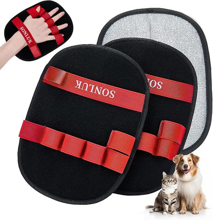 2PCS Pet Hair Removal Glove for Dogs&Cats,Upgraded 5-Finger Electrostatic Magic Brush Reusable Pet Hair Remover Glove for Laundry,Carpets,Sofa Gaps and Car Seats(Red)