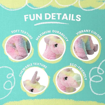Snugarooz Tye The Unicorn Plush Tie Dye Toy - Soft & Durable Chew Toy for Puppies - Made from Recycled Materials - Crinkle & Squeak Sounds