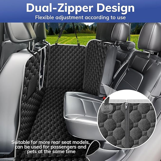 Mancro Truck Back Seat Pet Cover for Dogs, XXL Dog Hammock for Truck with Zipper Side Flap, Waterproof Floor Covers for Full Size Crew Cab Trucks with Fold Up Seats, Fit for Ford F150 Accessories