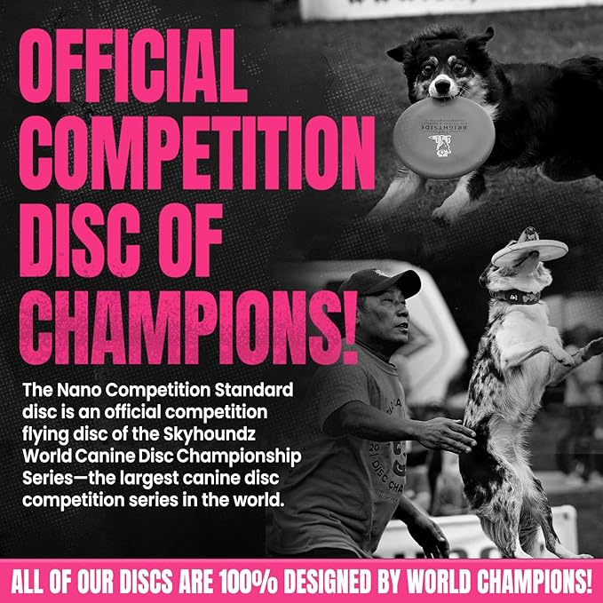 Hyperflite Nano Competition Standard Disc Dog Disc 4” (17g) | Official Skyhoundz Mini Flying Disc for Small Dog & Puppy | Long-Flying, Lightweight Dog Toy for Backyard, & Beach | Anti-Glare - Pink