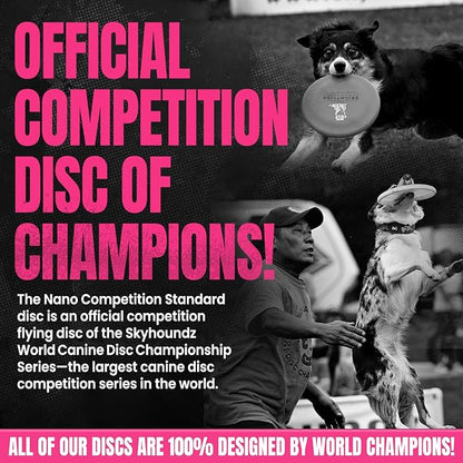 Hyperflite Nano Competition Standard Disc Dog Disc 4” (17g) | Official Skyhoundz Mini Flying Disc for Small Dog & Puppy | Long-Flying, Lightweight Dog Toy for Backyard, & Beach | Anti-Glare - Pink