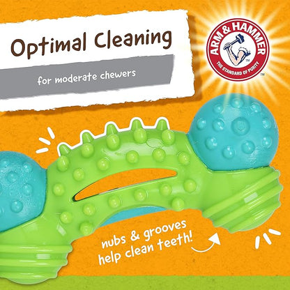 Arm & Hammer for Pets Nubbies Duality Bone Dental Dog Toy| Best Chew Toy for Moderate Chewers | Helps Reduce Plaque & Tartar | Green Apple Flavor Baking Soda (Pack of 2)