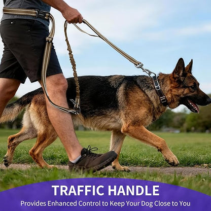 Kazazoo Hands-Free Dog Leash with 6-9FT Adjustable Length - Heavy Duty No Pull Bungee Design, Reflective Safety for Walking, Jogging & Training | Suitable for Medium to Large Dogs Brown L