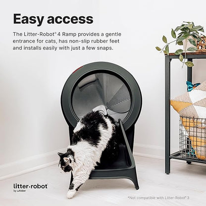 Litter-Robot 4 Ramp by Whisker, Black - Cat Ramp for Litter Box, Custom Fit for Litter-Robot 4, Non-Slip Rubber Feet, Suitable for Small & Elderly Cats, Made in the USA