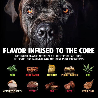 Pet Qwerks Nylon Stick BarkBone - Durable Dog Toys for Aggressive Chewers - Peanut Butter Flavor - 9"
