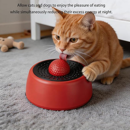 Dog Lick Bowl with Roller Ball, Dog Lick Ball for Dogs,Dog Licking Bowl with Rolling Ball for Pet Slow Eat,Dog Lick Bowl with Ball for Enjoy Eating,Lick&Roll Bowl Focus On Pet Enjoy Meal. (Red-A)