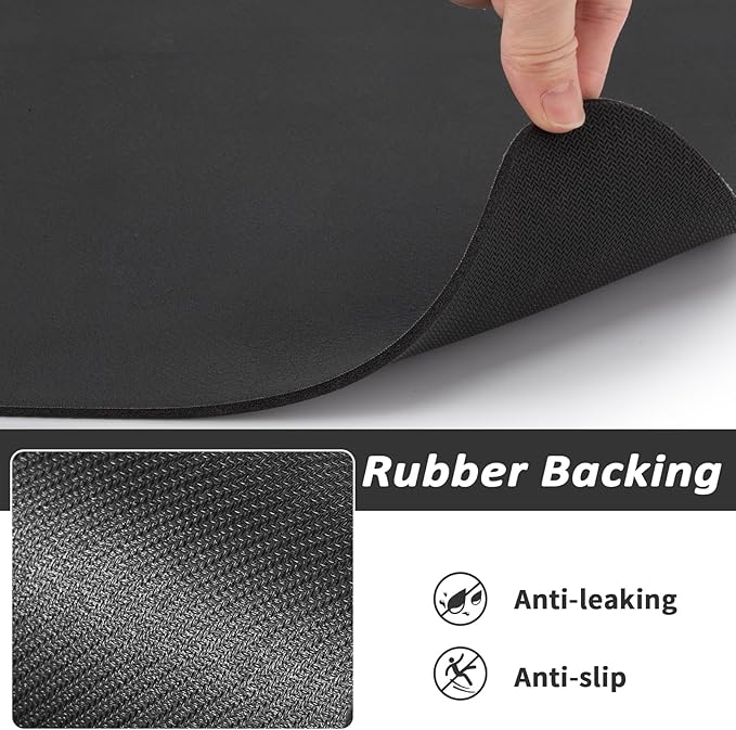 Dog Food Mat - Absorbent Cat Mat for Food and Water, No Stains Pet Feeding Bowl Mat, Easy to Clean Pet Placemats, Quick Dry Dog Water Dispenser Mat for Messy Drinkers | Paw Black 12"x 19"