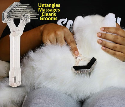 Mini-Rake V-Shaped with 1" Double-Row Rotating Teeth (Crystal with BlackTop)