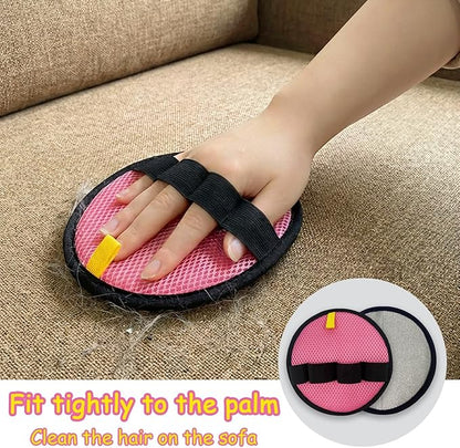 2Pack Pet Hair Removal Glove for Cats and Dogs, Four-Finger Circular Design with Soft Lining and Hanging Loop, Reusable Pet Grooming Gloves for Clothing, Carpet, Car Seats (Pink)