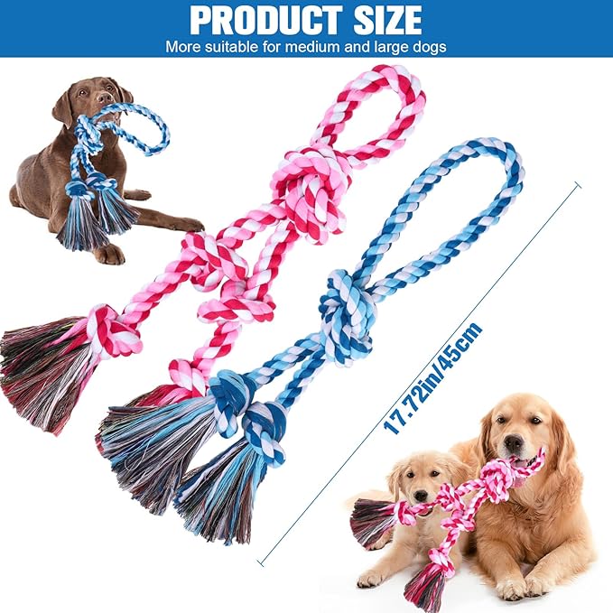 BINGPET 2 Pack Dog Rope Toy for Large and Medium Dogs,Heavy Duty Tug of War Dog Toy,Cotton Tough Dog Chew Teething Toys for Aggressive Chewers