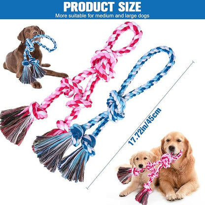BINGPET 2 Pack Dog Rope Toy for Large and Medium Dogs,Heavy Duty Tug of War Dog Toy,Cotton Tough Dog Chew Teething Toys for Aggressive Chewers