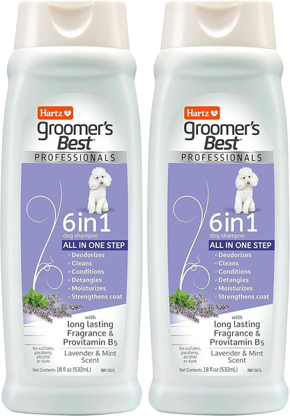 Hartz Groomer's Best Professionals 6-in-1 Dog Shampoo and Conditioner in One, 18 oz (Pack of 2)