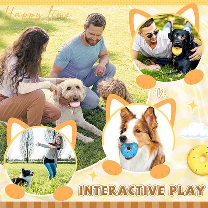 16 Pcs Latex Squeaky Dog Toys Donut Small Dogs Squeaky Chew Toys for Aggressive Chewers Soft Interactive Fetch Play No Stuffing Durable Teething Items for Small Puppy