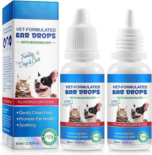 Redshine Ear Drops for Cats & Dogs-Dog Ear Infection Medication-Ear Mites Treatment-Dog Yeast Soothing Cleansing with 1% Hydrocortisone-Clean Pet Earwax-Mild and Effective (120ml)