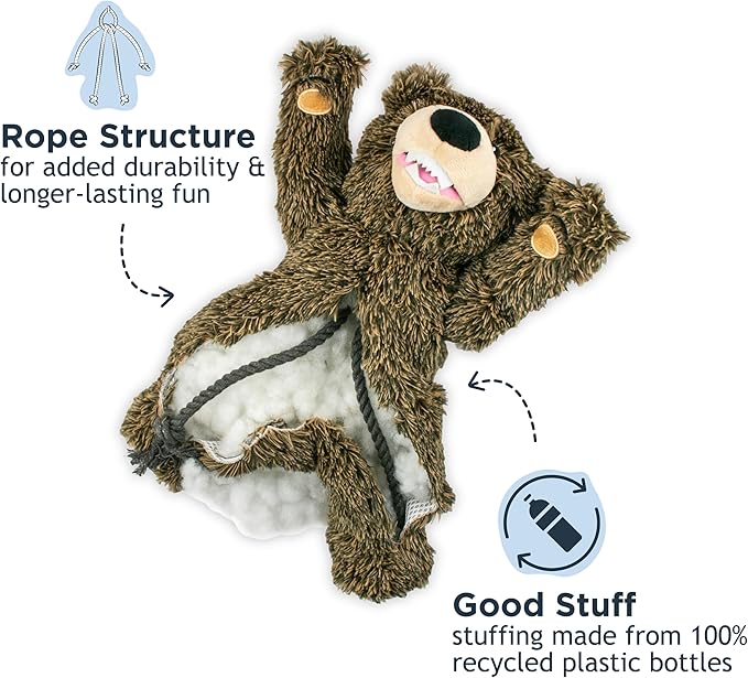 Tall Tails Plush Rope Body Squeaker Dog Toys, Yeti