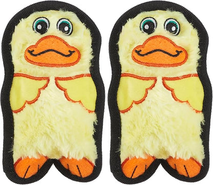 Outward Hound Durablez Minis Stuffing-Free Squeaky Interactive Dog Toy, Tough Plush, Duck, Yellow, XS (Pack of 2)